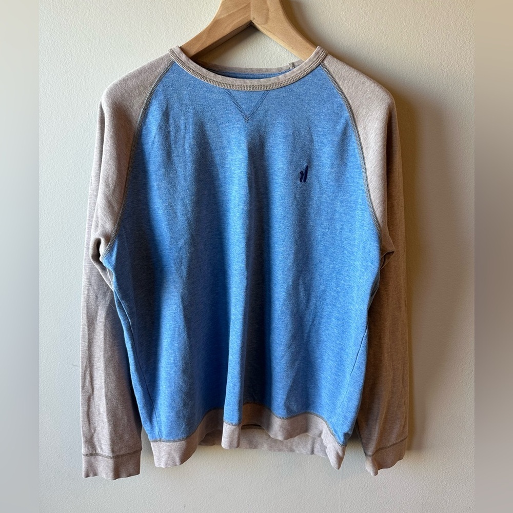 johnnie-O Blue Body with Tan Raglan Crewneck Shirt Sizr L